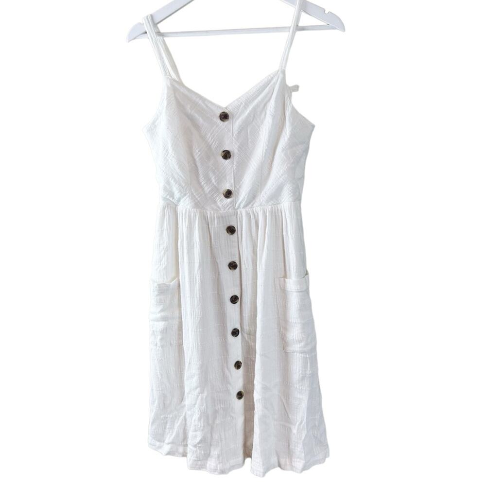 LC Lauren Conrad Button Front Dress‎ Sz M White
